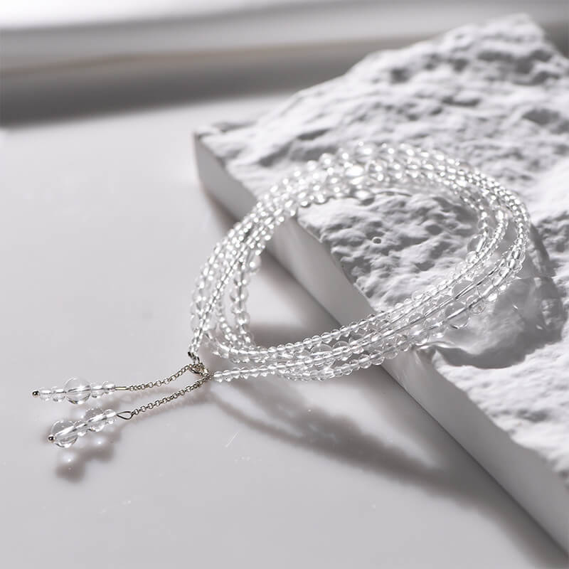 Handmade Multi-Wrap Graduated Clear Quartz Bracelet, 925 Sterling Silver 2.5mm to 6.5mm Layering Crystal Beads 3 Handmade Multi-Wrap Graduated Clear Quartz Bracelet, 925 Sterling Silver 2.5mm to 6.5mm Layering Crystal Beads - Image 3