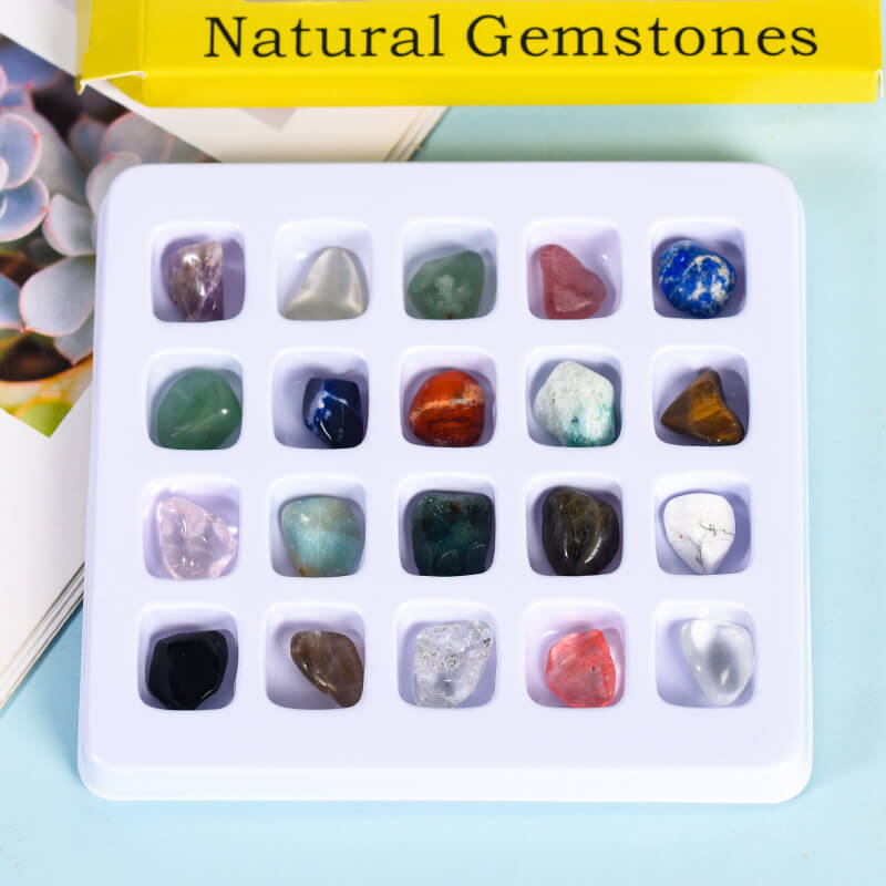 20PCS Natural Crystal & Mineral Specimen Kit, Tumbled Tectonic Stones Geology Science Education Collection 2 20PCS Natural Crystal & Mineral Specimen Kit, Tumbled Tectonic Stones Geology Science Education Collection - Image 2