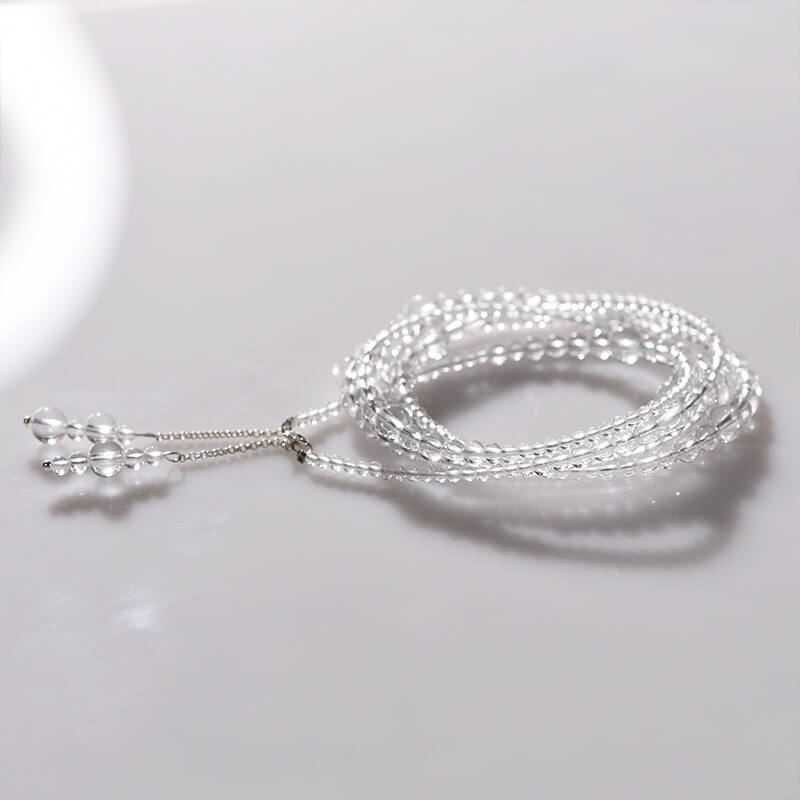 Handmade Multi-Wrap Graduated Clear Quartz Bracelet, 925 Sterling Silver 2.5mm to 6.5mm Layering Crystal Beads 2 Handmade Multi-Wrap Graduated Clear Quartz Bracelet, 925 Sterling Silver 2.5mm to 6.5mm Layering Crystal Beads - Image 2