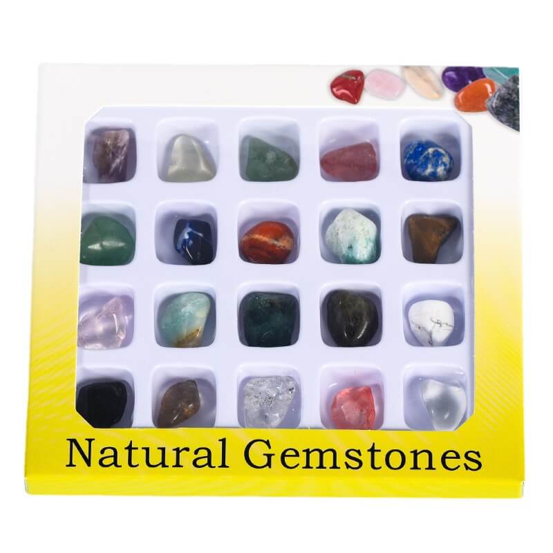20PCS Natural Crystal & Mineral Specimen Kit, Tumbled Tectonic Stones Geology Science Education Collection 1 mineral specimen kit