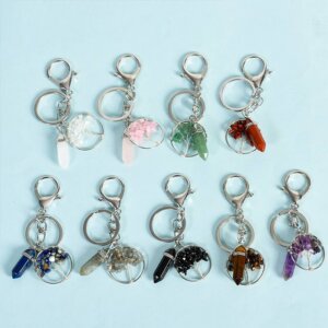 crystal tree of life keychain