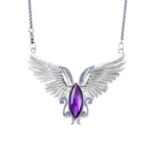natural amethyst angel wings pendant necklace
