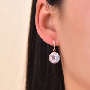 925 sterling silver natural rose quartz drop earrings