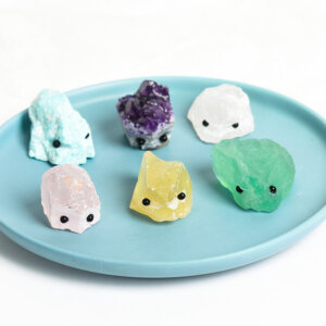 raw crystal hedgehog figurines set of 6 carved natural gemstones